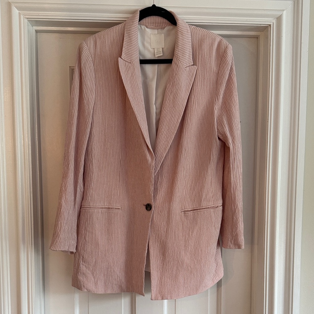 H&M Striped Pink Blazer